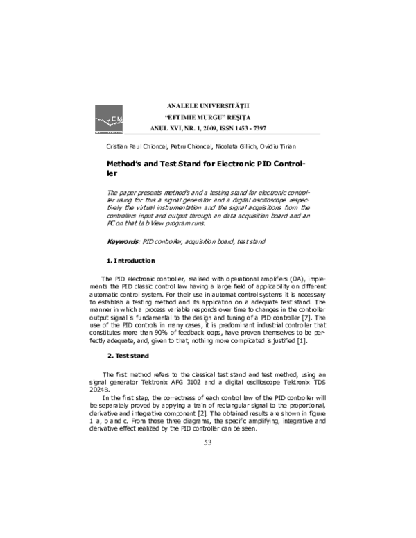 (PDF) Method's and Test Stand for Electronic PID Controller