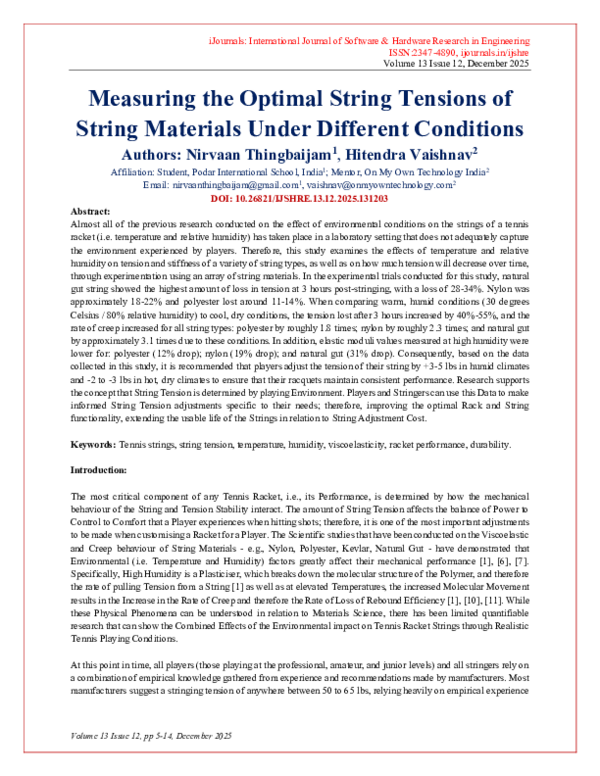 (PDF) Measuring the Optimal String Tensions of String Materials Under ...