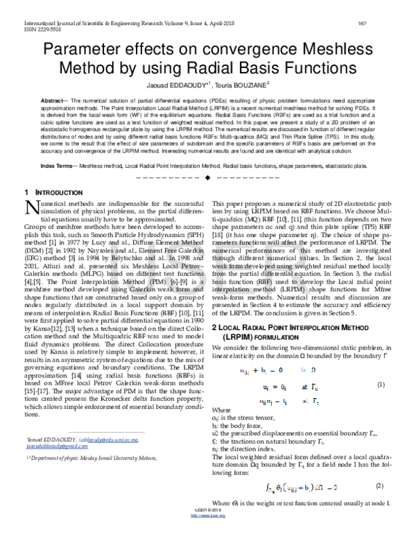 (PDF) Parameter effects on convergence Meshless Method by using Radial ...
