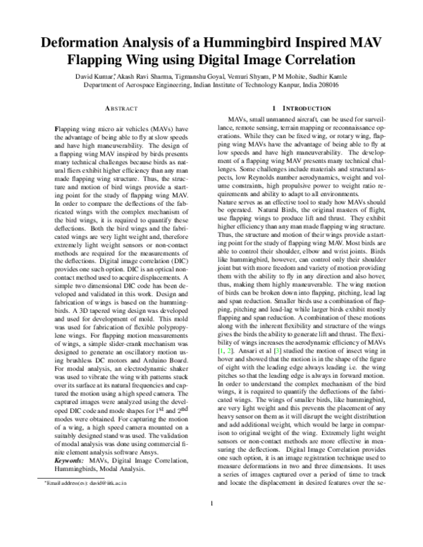 (PDF) Deformation Analysis of a Hummingbird Inspired MAV Flapping Wing ...