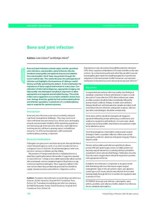 (PDF) Bone and joint infection