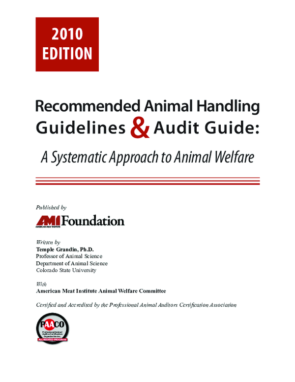 (PDF) Recommended Animal Handling Guidelines Audit Guide