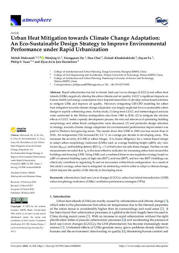 (PDF) Urban Heat Mitigation towards Climate Change Adaptation: An Eco ...