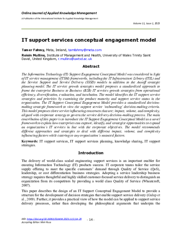 (PDF) IT support services conceptual engagement model