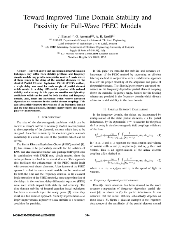 (PDF) Toward improved time domain stability and passivity for full-wave ...