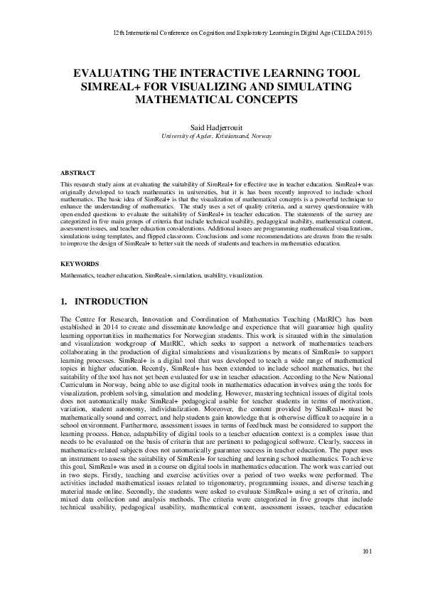 (PDF) Evaluating the Interactive Learning Tool Simreal+ for Visualizing ...