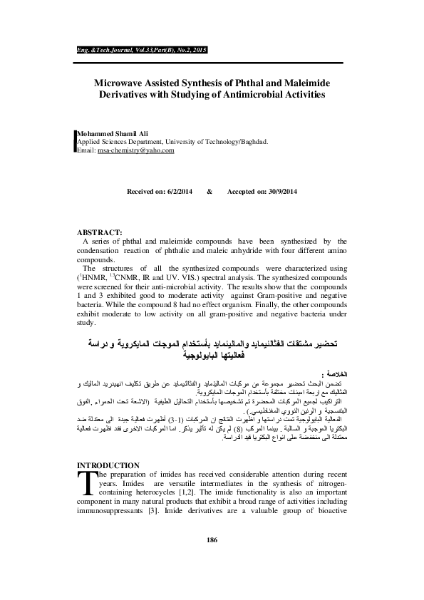 (PDF) Microwave Assisted Synthesis of Phthal and Maleimide Derivatives ...