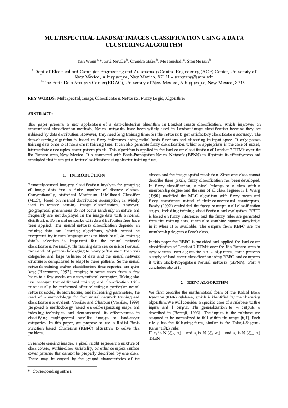 (PDF) Multispectral Landsat image classification using a data ...