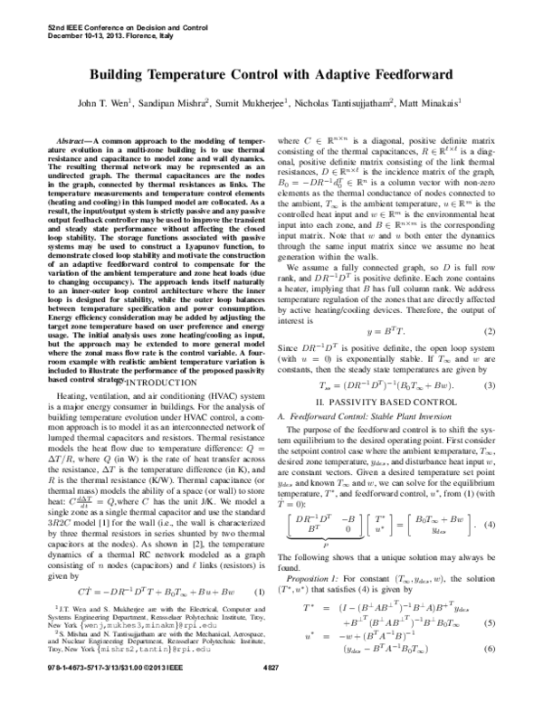 (PDF) Building temperature control with adaptive feedforward