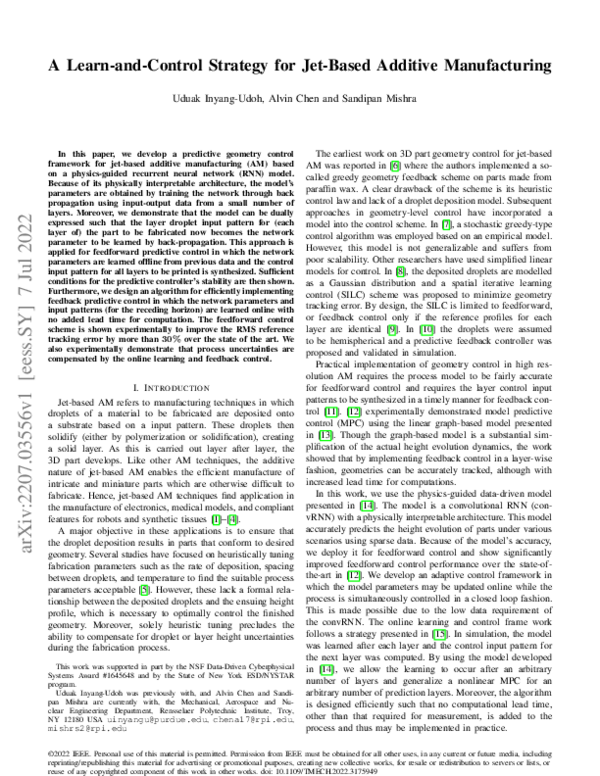 (PDF) A Learn-and-Control Strategy for Jet-Based Additive Manufacturing