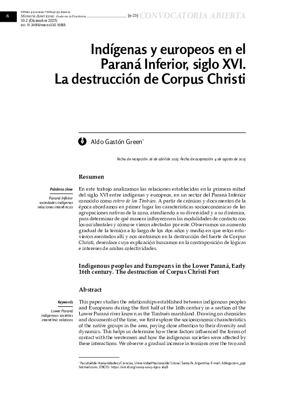 (PDF) Indígenas y europeos en el Paraná Inferior, siglo XVI. La ...
