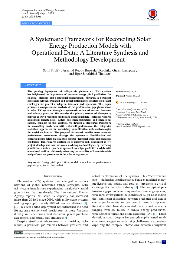 (PDF) A Systematic Framework for Reconciling Solar Energy Production ...