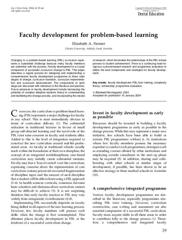 (PDF) Faculty development for problem‐based learning