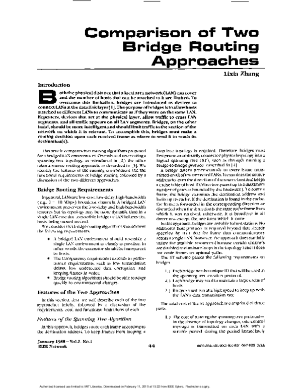 (PDF) Comparison of two bridge routing approaches