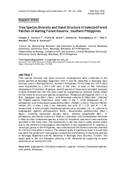 (PDF) Tree Species Diversity and Stand Structure in Selected Forest ...