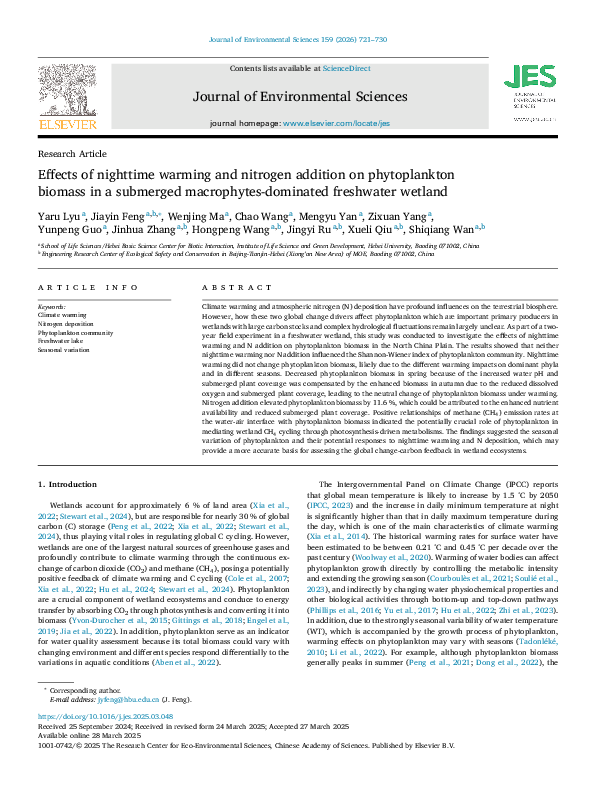 (PDF) Effects of nighttime warming and nitrogen addition on ...