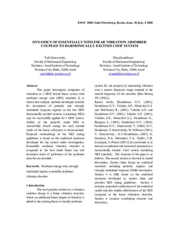 (PDF) Dynamics of a strongly nonlinear vibration absorber coupled to a ...