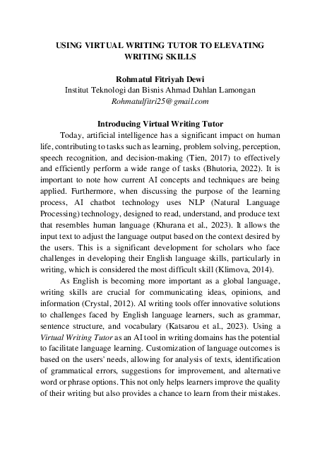 (PDF) USING VIRTUAL WRITING TUTOR TO ELEVATING WRITING SKILLS