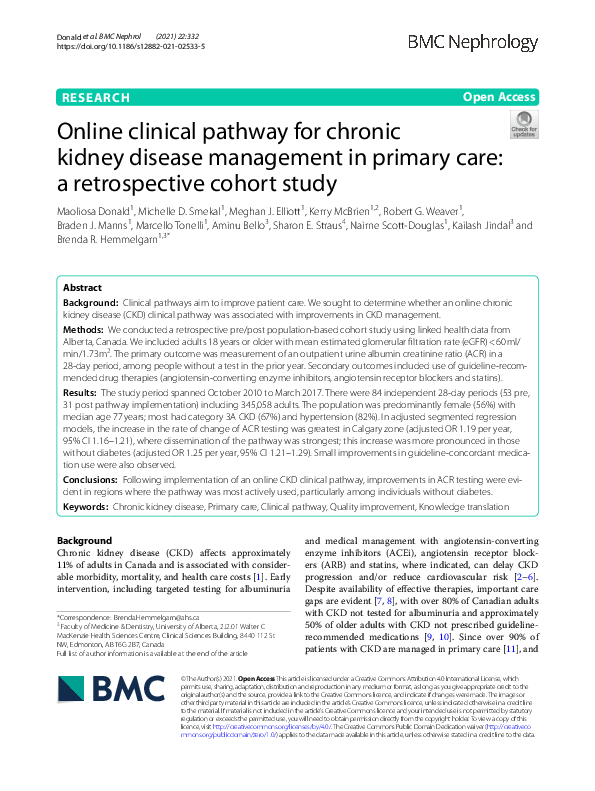 (PDF) Online clinical pathway for chronic kidney disease management in ...