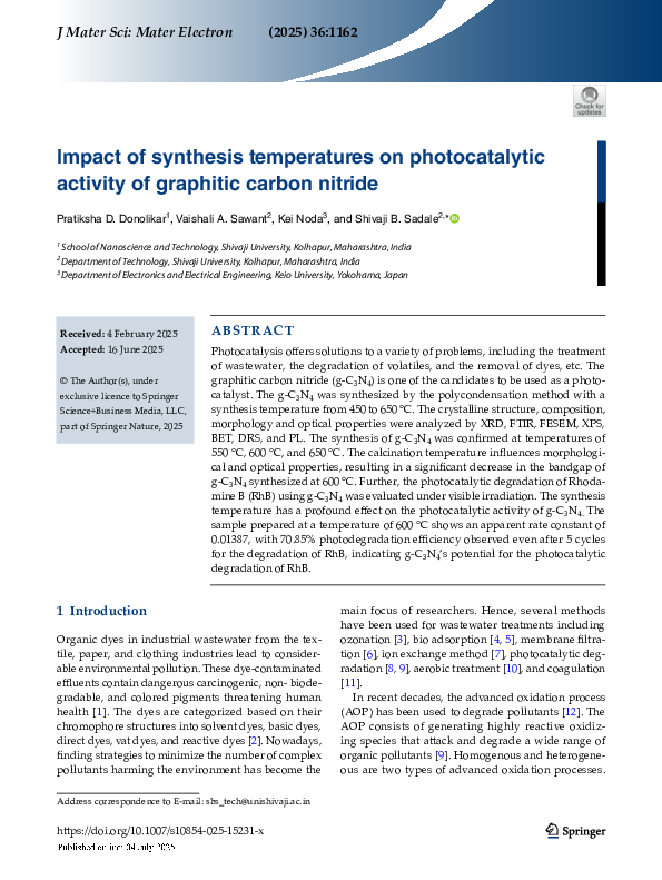 (PDF) Impact of synthesis temperatures on photocatalytic activity of ...