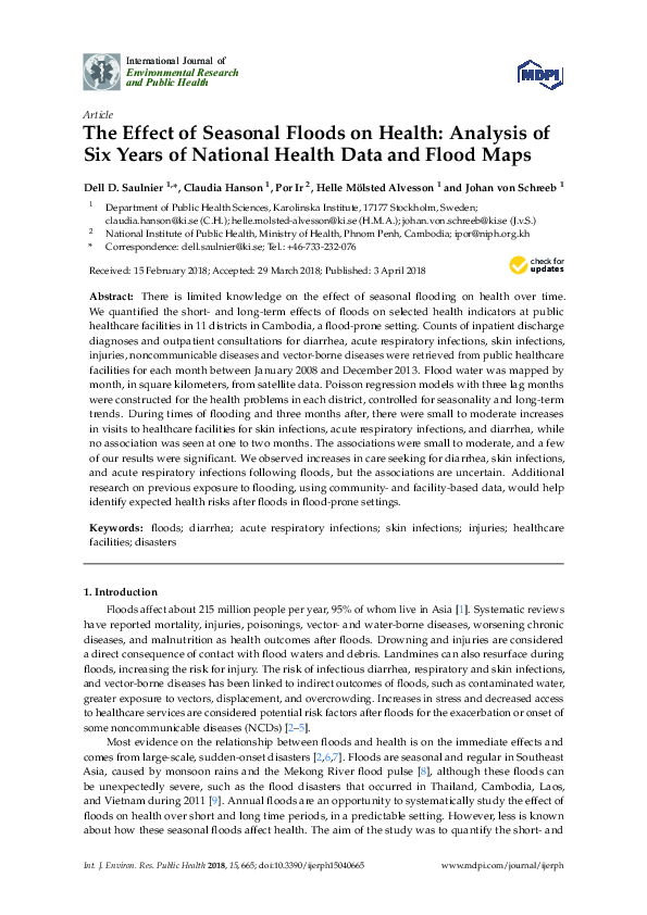 (PDF) The Effect of Seasonal Floods on Health: Analysis of Six Years of ...