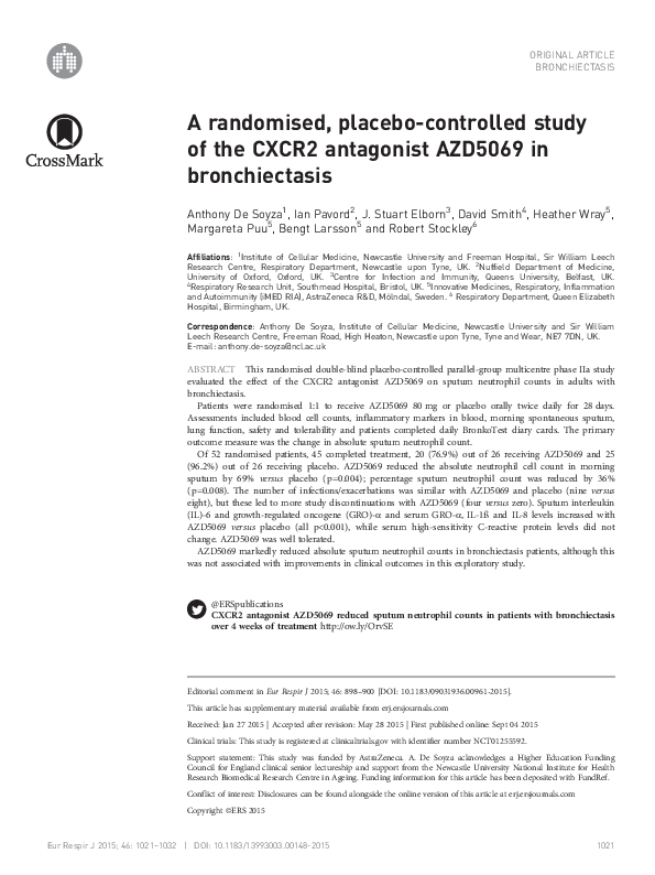 (PDF) A randomised, placebo-controlled study of the CXCR2 antagonist ...