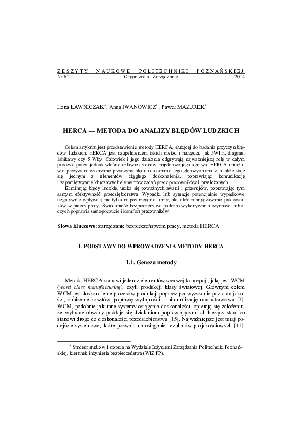 (PDF) HERCA tool for analysis of human error