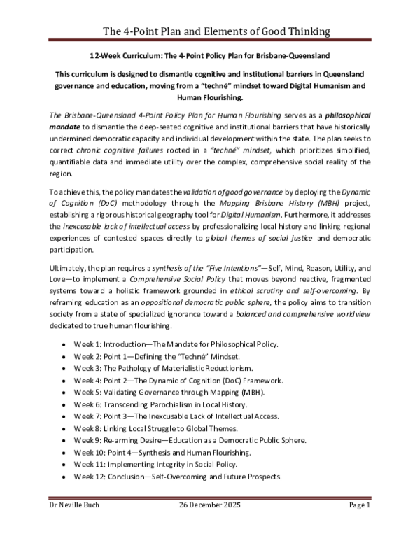 (PDF) The 4-Point Plan and Elements of Good Thinking Currculum Plan