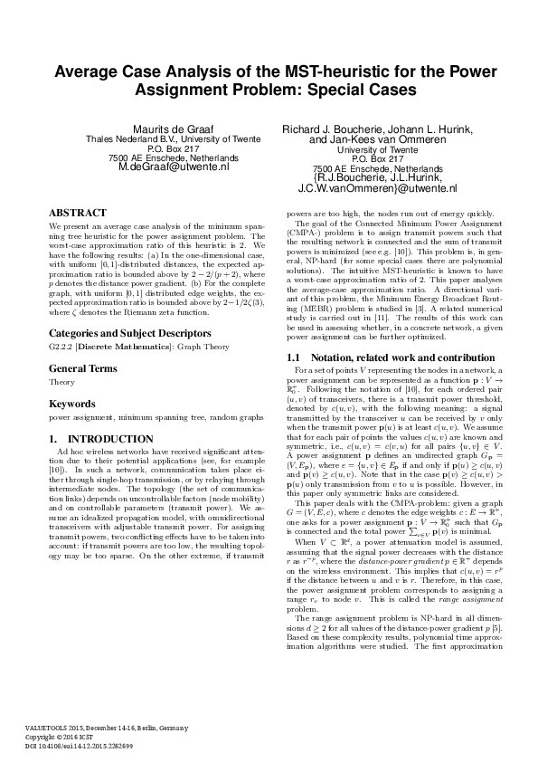 (PDF) Average Case Analysis of the MST-heuristic for the Power ...