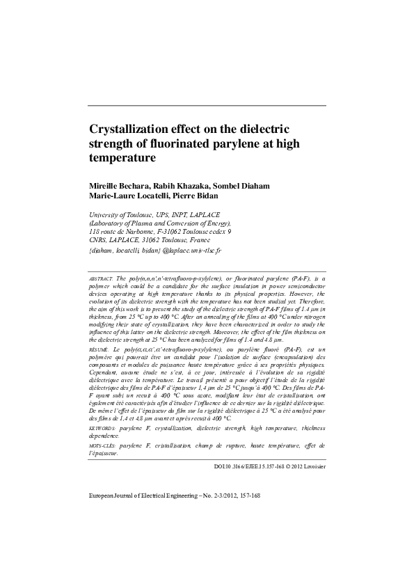 (PDF) Crystallization effect on the dielectric strength of fluorinated ...