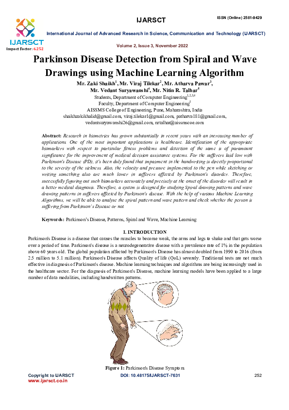 (PDF) Parkinson Disease Detection from Spiral and Wave Drawings using ...
