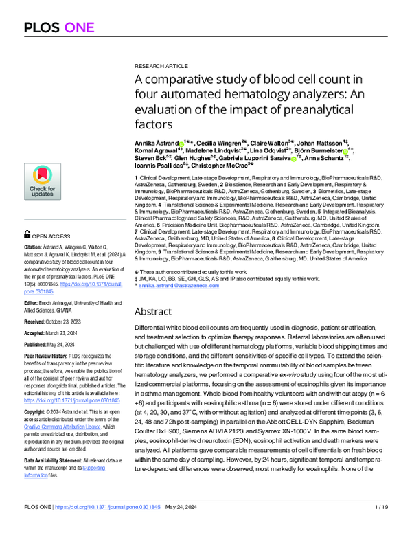 (PDF) A comparative study of blood cell count in four automated ...