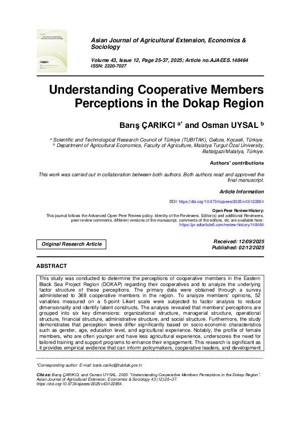 (PDF) Understanding Cooperative Members Perceptions in the Dokap Region