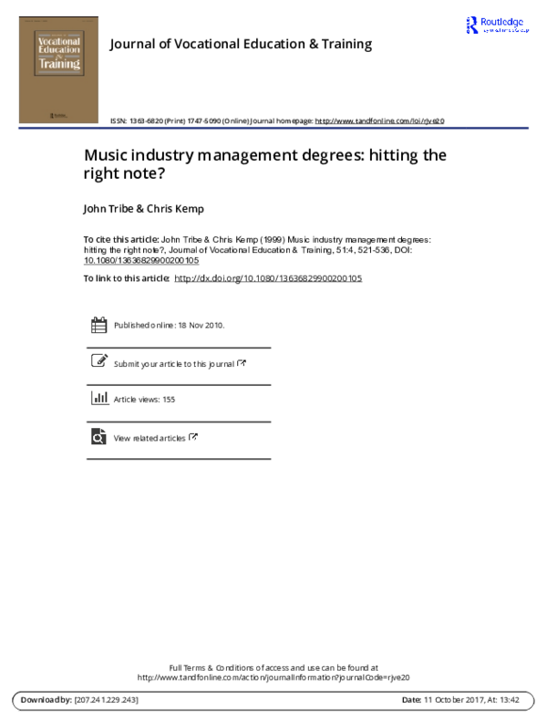 (PDF) Music industry management degrees: hitting the right note?
