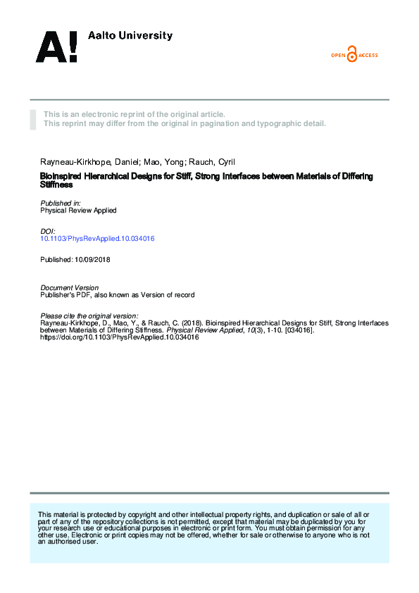 (PDF) Hierarchical geometries and adhesion: Bio-inspired designs for ...