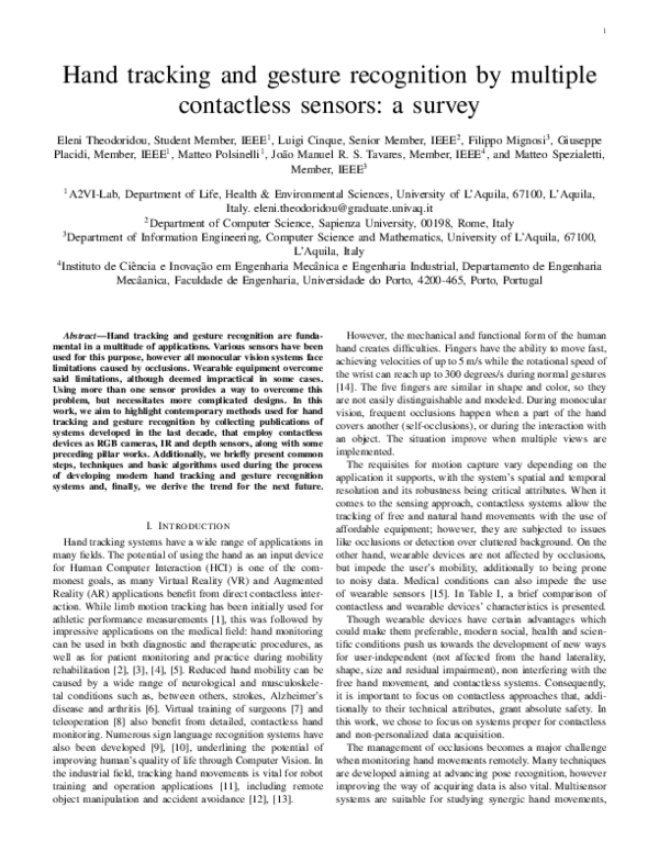 (PDF) Hand Tracking and Gesture Recognition by Multiple Contactless ...