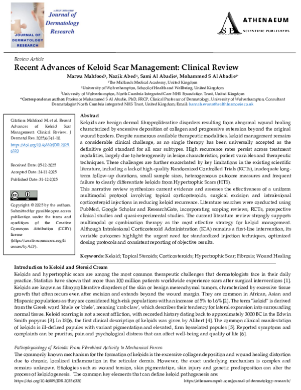 (PDF) Recent Advances of Keloid Scar Management: Clinical Review