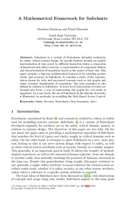 (PDF) A Mathematical Framework for Safecharts