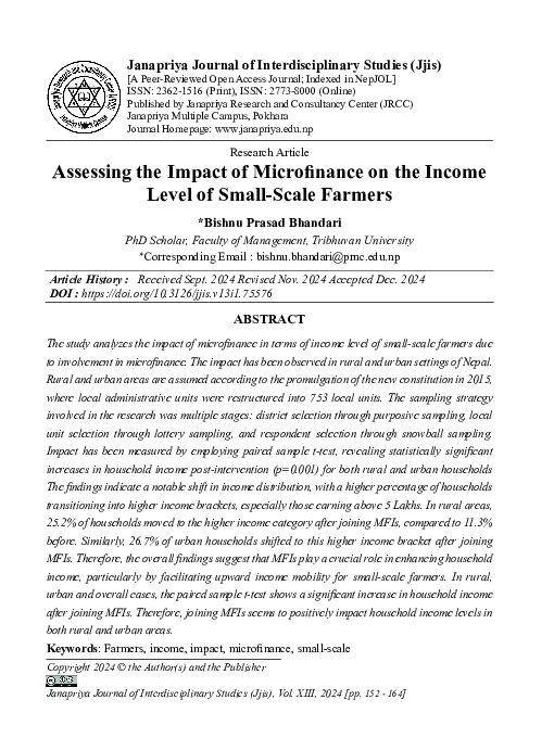 (PDF) Assessing the Impact of Microfinance on the Income Level of Small ...