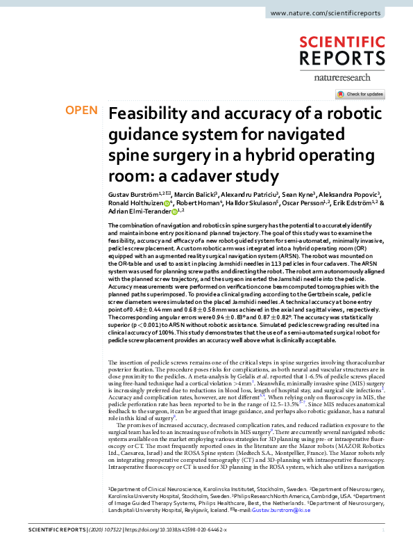 (PDF) Feasibility and accuracy of a robotic guidance system for ...