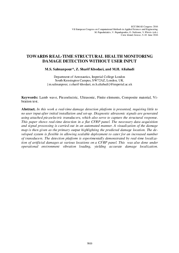 (PDF) Towards Real-Time Structural Health Monitoring Damage Detection ...