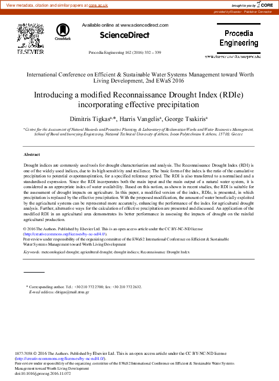(PDF) Introducing a Modified Reconnaissance Drought Index (RDIe ...