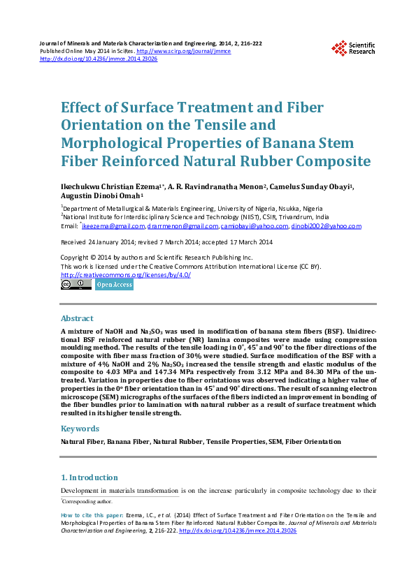 (PDF) Effect of Surface Treatment and Fiber Orientation on the Tensile ...