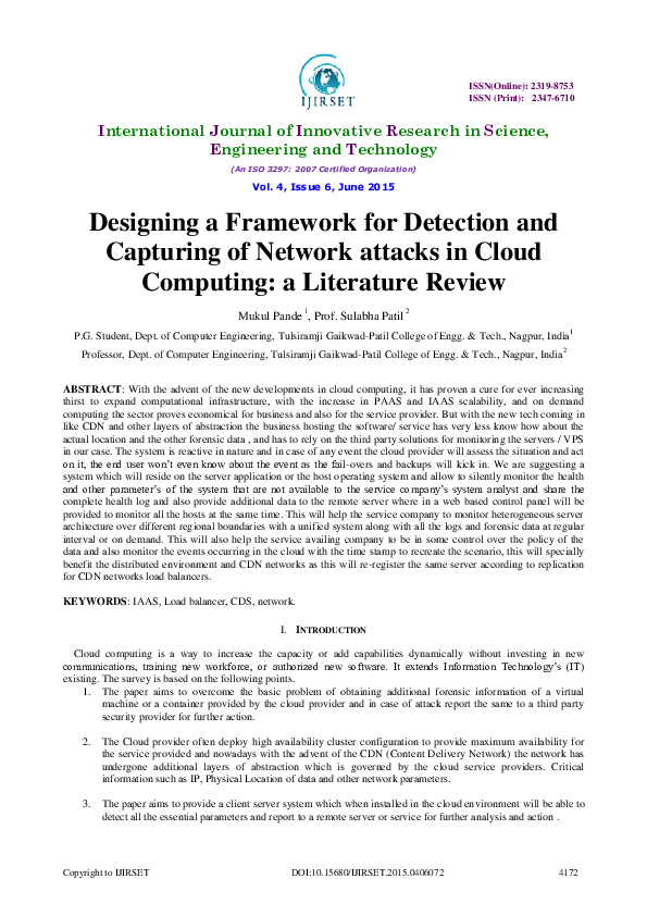 (PDF) Designing a Framework for Detection and Capturing of Network ...