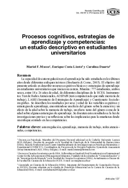 (PDF) Procesos cognitivos, estrategias de aprendizaje y competencias ...