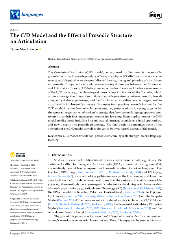 (PDF) The C/D Model and the Effect of Prosodic Structure on Articulation
