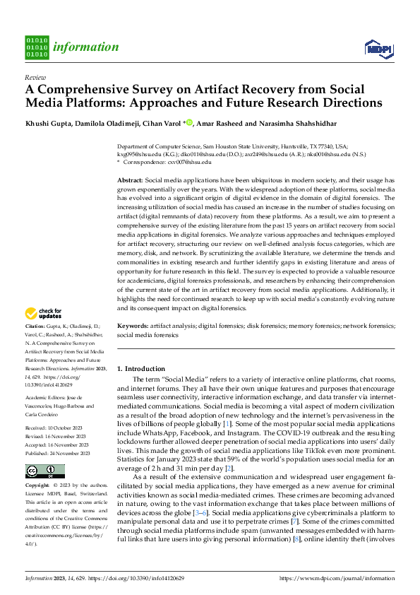 (PDF) A Comprehensive Survey on Artifact Recovery from Social Media ...