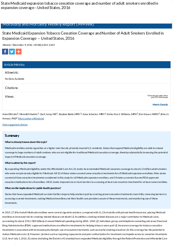 medicaid tobacco cessation coverage PDF) State Medicaid Expansion Tobacco Cessation Coverage and Number of  Adult Smokers Enrolled in Expansion Coverage