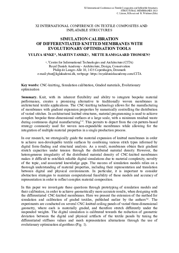 (PDF) Simulation Calibration Of Differentiated Knitted Membranes With ...