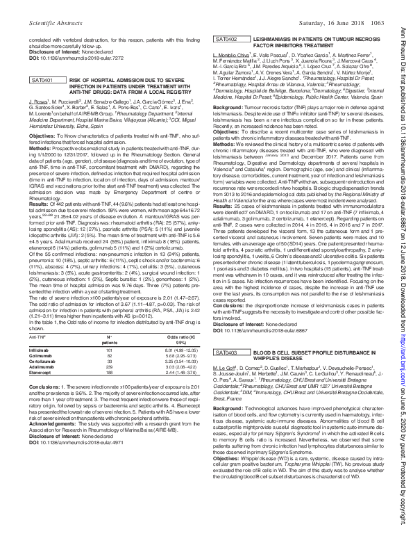 (PDF) SAT0402 Leishmaniasis in patients on tumour necrosis factor ...